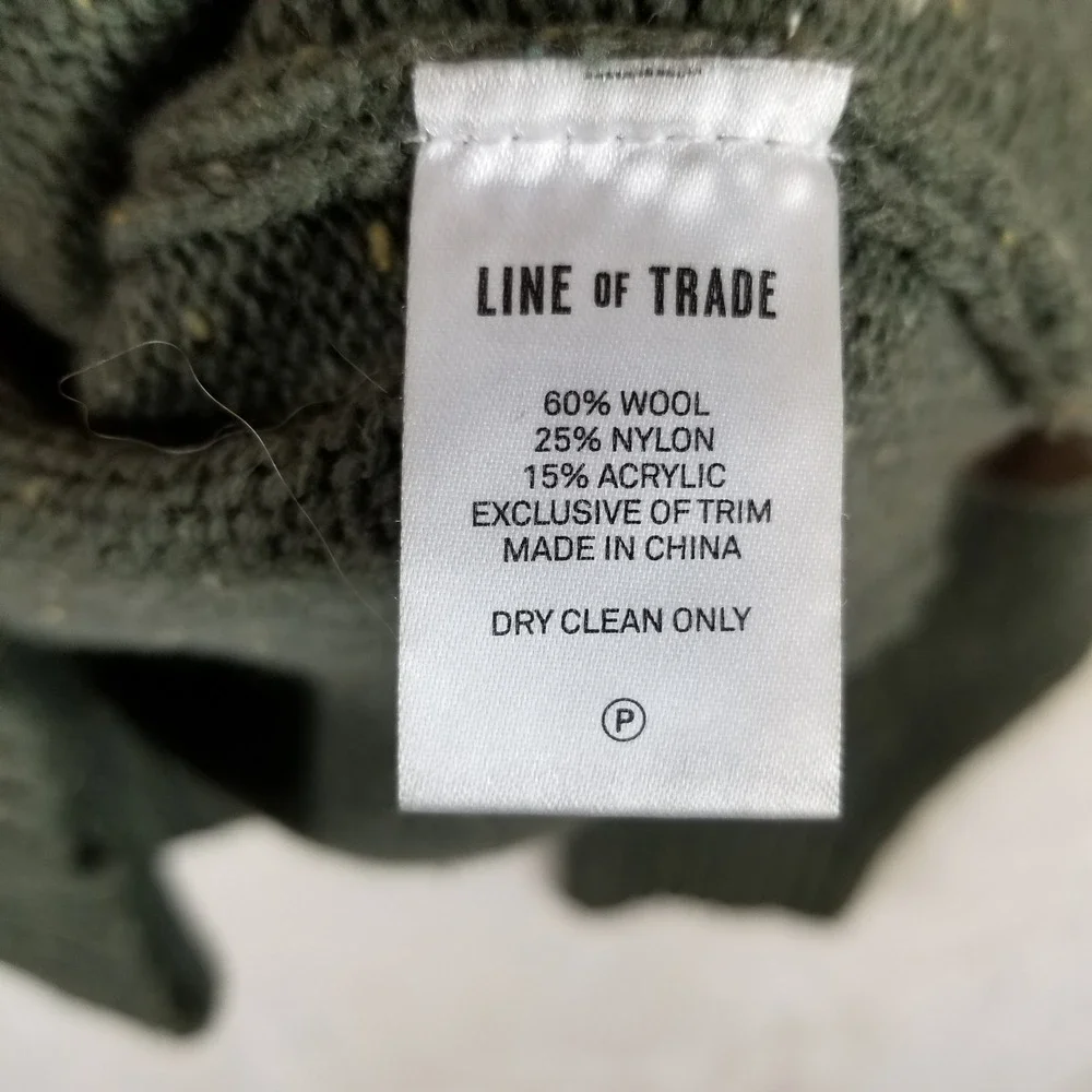Line‎ of Trade Mens XL Green Donegal Fleck Wool Blend Sweater Elbow Patches